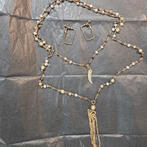 Vintage Napier Gold Tone Earrings With Necklace